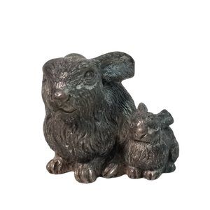 Vintage Peltro Pewter Italy Miniature Rabbit Bunny Figurine Paperweight Animals